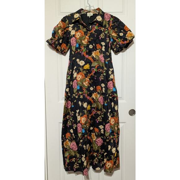 Tuckernuck Baroque Floral Delaney Maxi Dress Short Sleeve Collared Shirt Dress-S - Picture 5 of 11